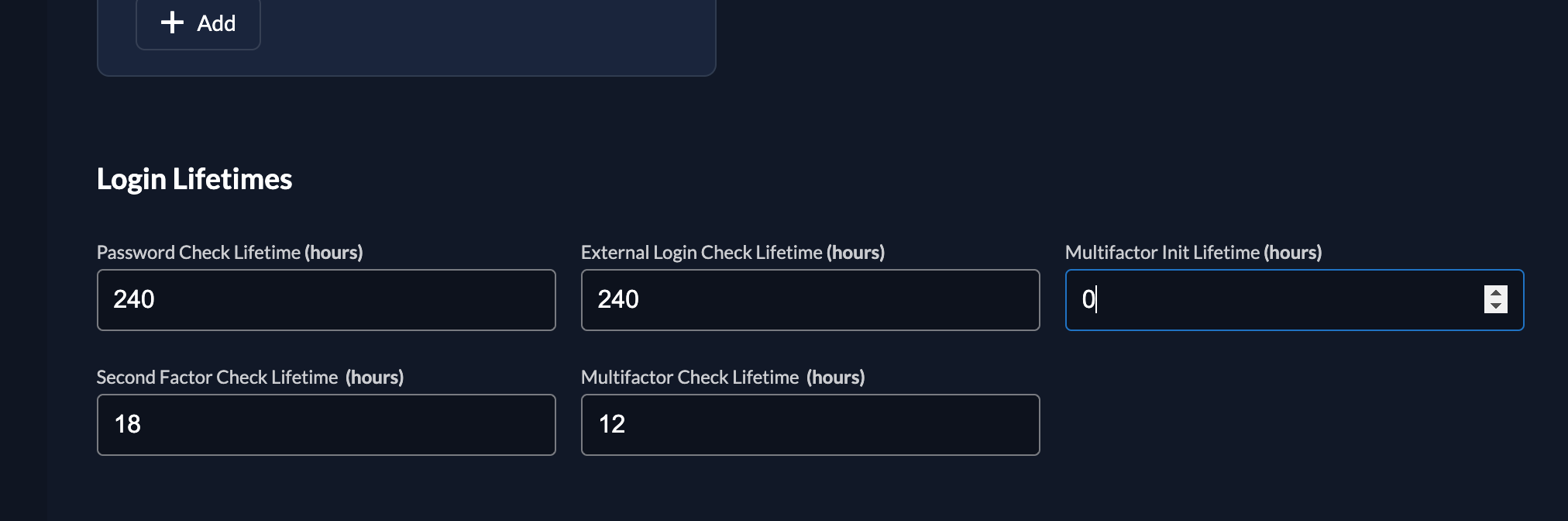 Login Behavior Settings: Multi-factor init lifetime